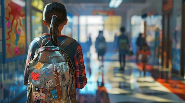 Niño escolar con mochila