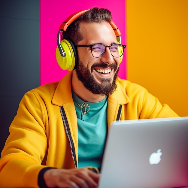 un niño escuchando música