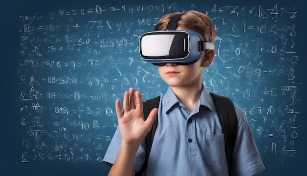 Niño de escuela con gafas de VR