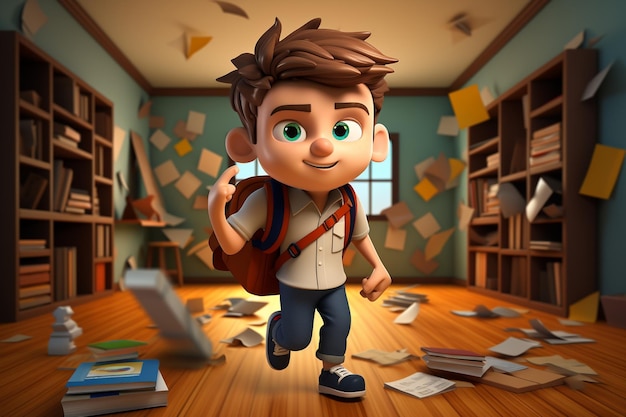 Niño de la escuela personaje 3D