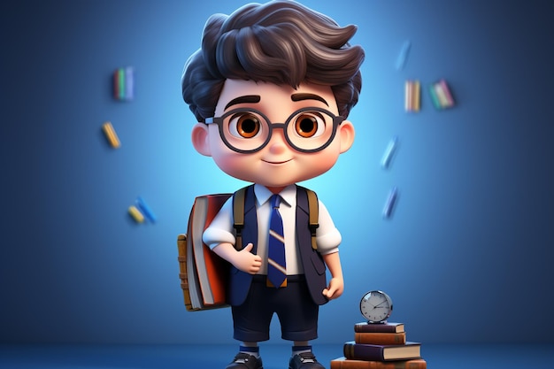 Niño de la escuela personaje 3D