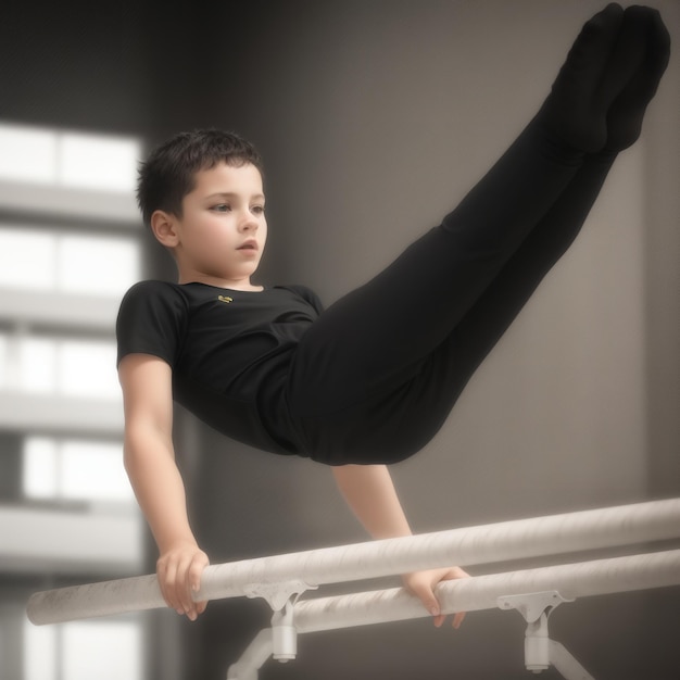 un niño está haciendo un handstand en una barra.