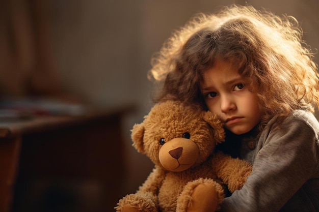 un niño está sosteniendo un oso de peluche y un peluche