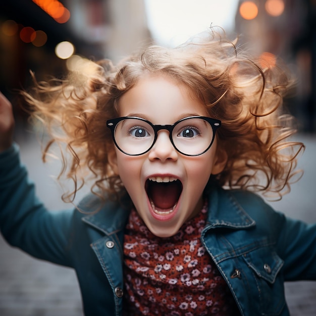 Niño excitado con emoción excitada