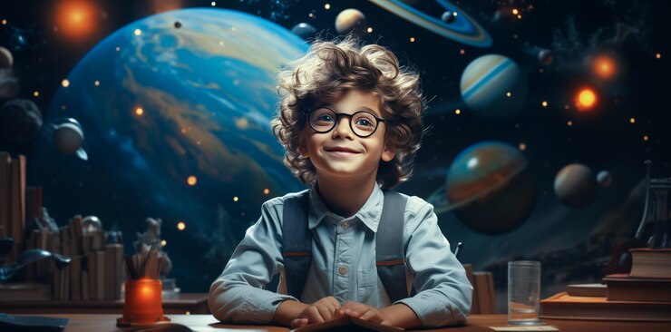Niño explorando conocimientos en todo el mundo Generativo Ai