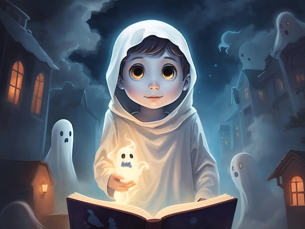 Foto un niño fantasma una portada de libro