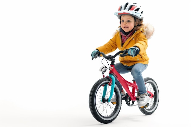 Un niño feliz en bicicleta aislado en un fondo transparente