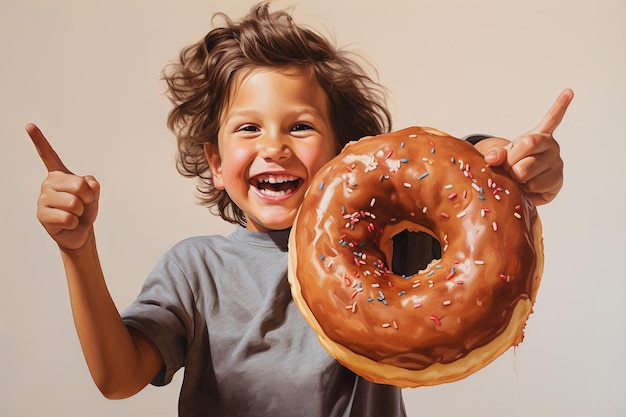 Niño feliz con donut glaseado