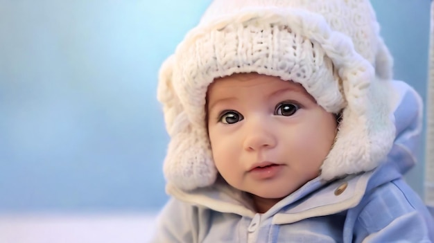 Un niño feliz haciendo al aire libre en invierno Un niño lindo en ropa de invierno