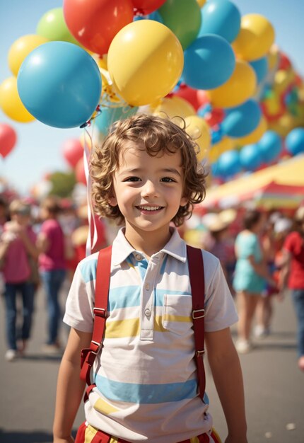 Niño feliz jugando en el carnaval