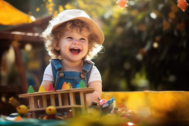 Niño feliz jugando