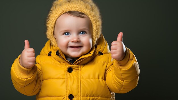 Niño feliz pulgar arriba generado por ai