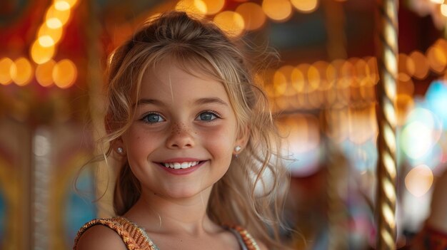 Niño feliz con una sonrisa brillante en un entorno de carnaval