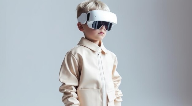 Un niño con gafas de Google