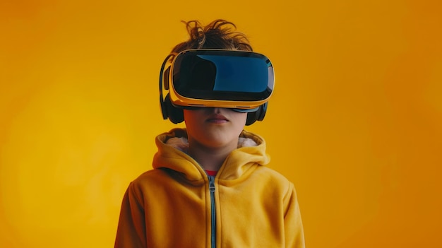 Niño con gafas de realidad virtual