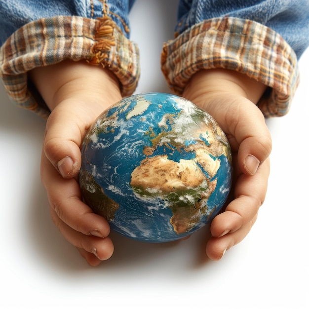 Foto niño con un globo pequeño en las manos