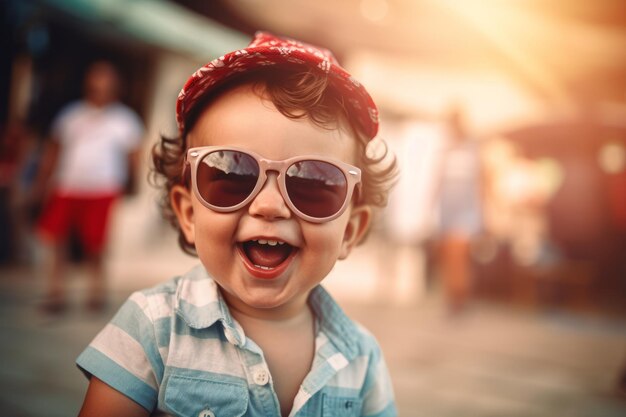 Un niño gracioso en las vacaciones de verano.