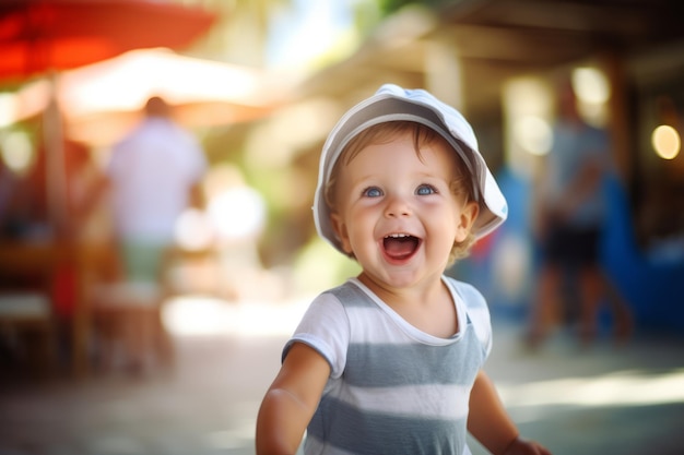 Un niño gracioso en las vacaciones de verano.