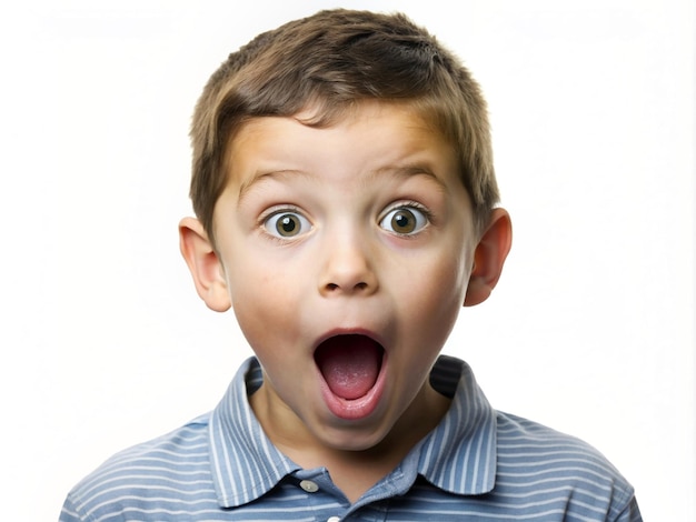 Foto un niño haciendo una expresión de sorpresa con la lengua fuera y las cejas levantadas