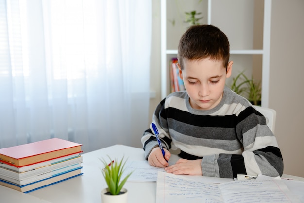 Foto niño haciendo la tarea en casa