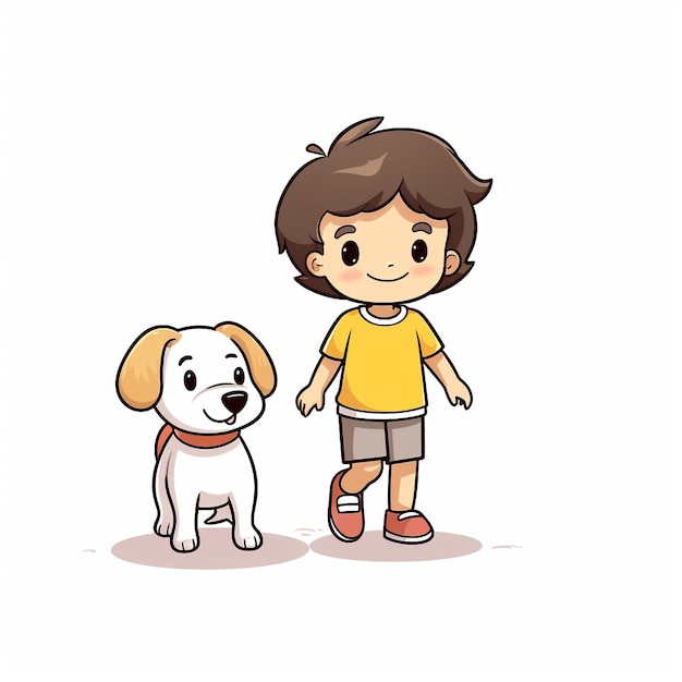 niño con ilustración de perro