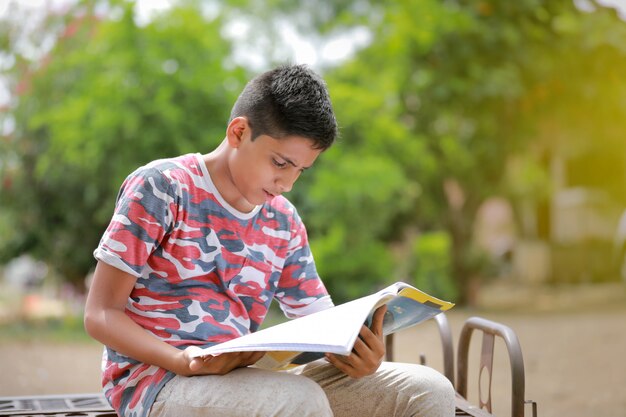 Niño indio leyendo un libro