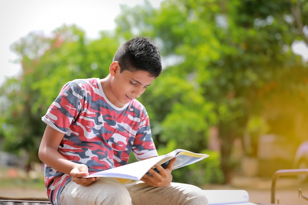 Niño indio leyendo un libro