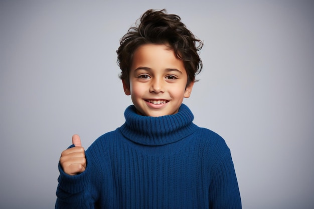 un niño indio lindo usa un suéter en invierno mirando a la cámara