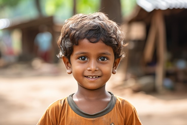 un niño indio sonríe a la cámara