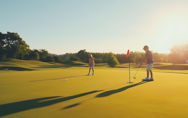 Niño joven jugador de golf