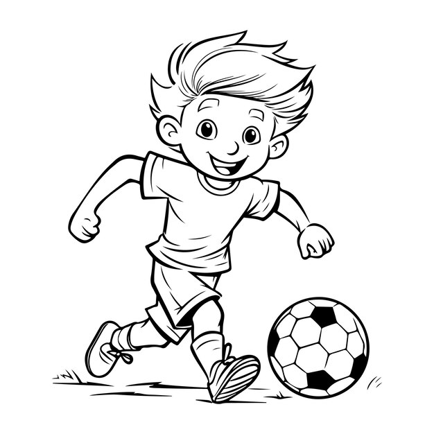 Foto niño joven jugando al fútbol dibujo ilustración generativa ai