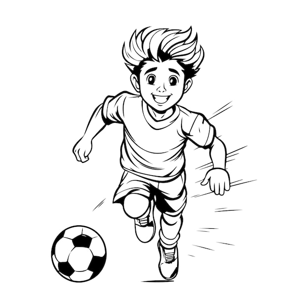 niño joven jugando al fútbol dibujo ilustración generativa ai