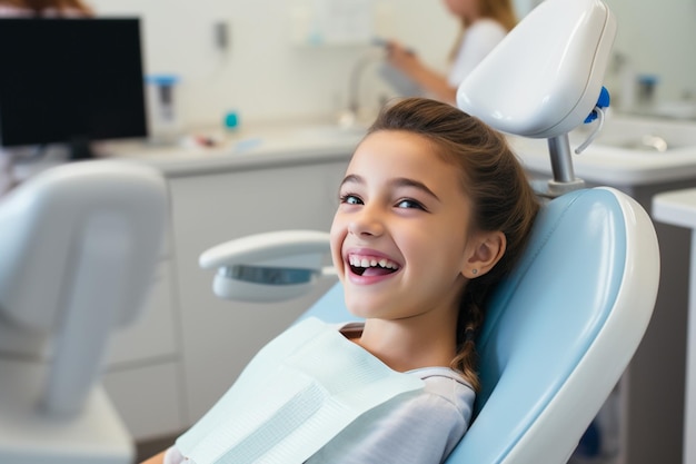 Niño joven visitando al dentista fondo de estilo bokeh