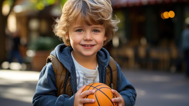 Niño jugando baloncesto