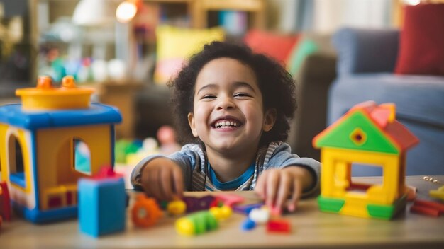 Niño jugando en casa