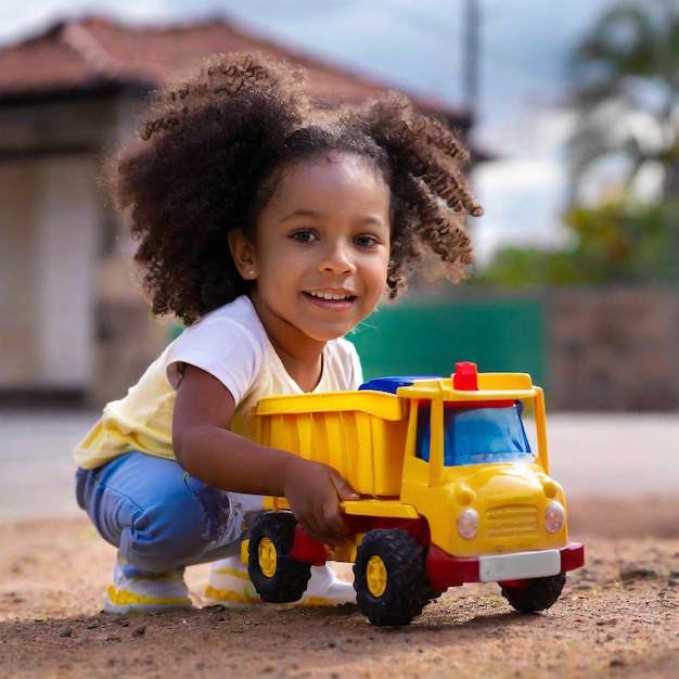 Niño jugando Crianca brincando coche de niño