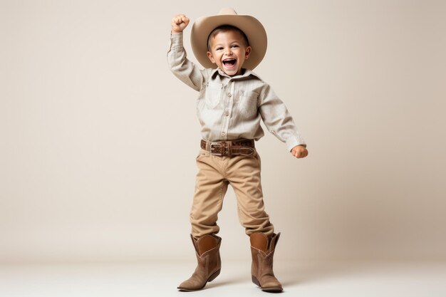 Un niño lindo como vaquero