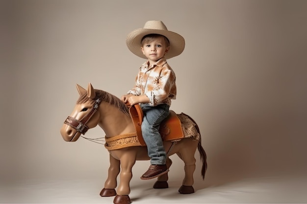 Un niño lindo como vaquero