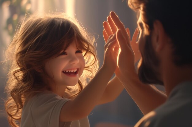 Un niño lindo y feliz le da cinco a un médico varón.