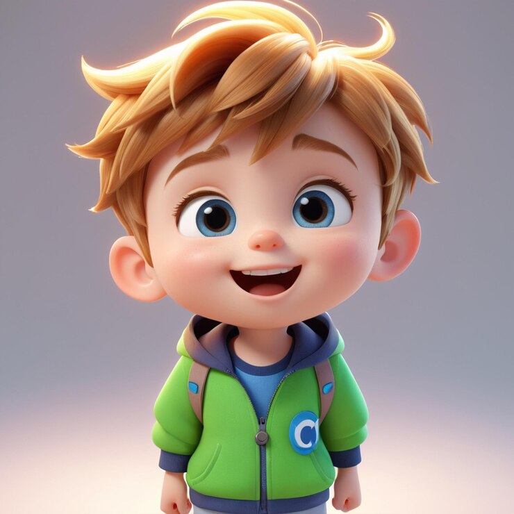 Niño lindo ilustración 3D personaje de dibujos animados aislado fondo blanco