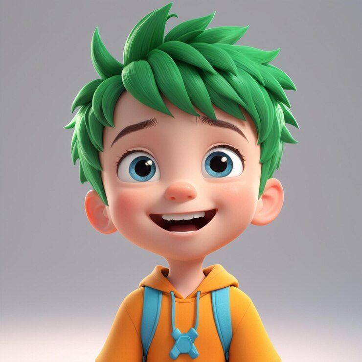 Niño lindo ilustración 3D personaje de dibujos animados aislado fondo blanco