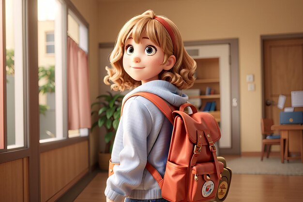 niño lindo con mochila de regreso a la escuela