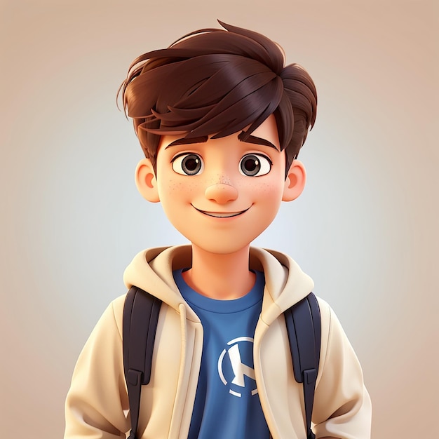 Niño lindo con signo de paz Ilustración de icono vectorial de dibujos animados