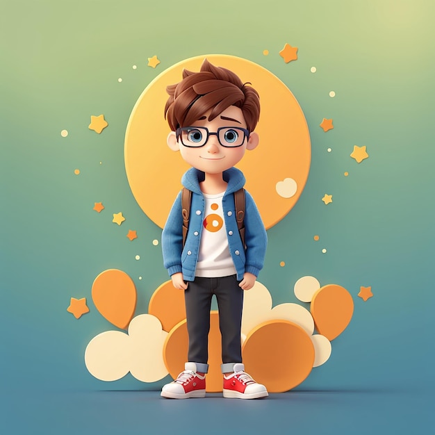 Niño lindo con signo de paz Ilustración de icono vectorial de dibujos animados