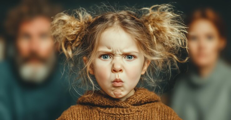 Un niño llora mientras los padres discuten en el fondo IA generativa