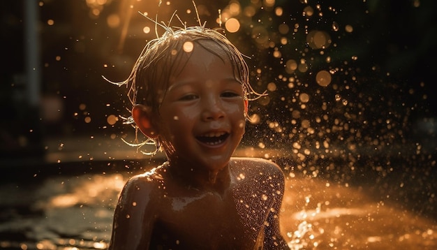 niño bajo la lluvia niño jugando bajo la lluvia