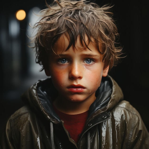 niño bajo la lluvia