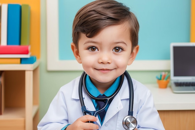 Un niño médico con un estetoscopio.