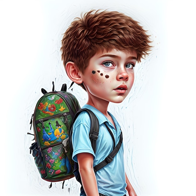 Un niño con una mochila que dice 'la bestia'