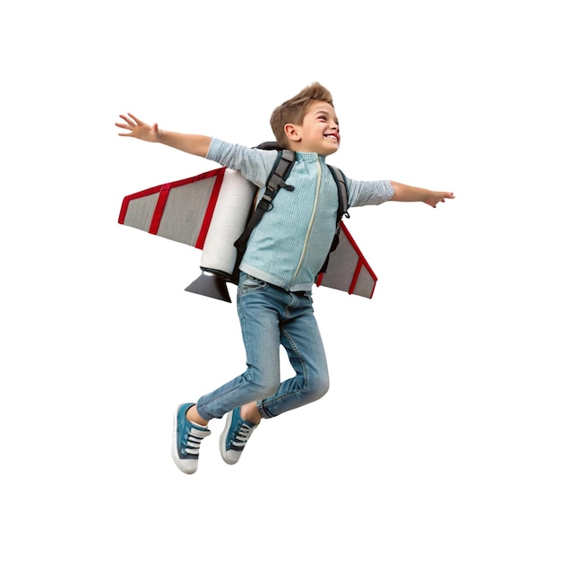 un niño con una mochila que dice "go quote" en ella